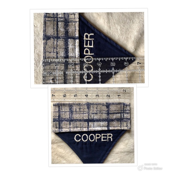 HANDMADE DOG BANDANA PERSONALIZED EMBROIDERED COOPER SLIP ON COLLAR - Picture 6 of 10